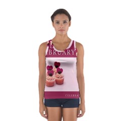 Hello February Text And Cupcakes Sport Tank Top  by artworkshop