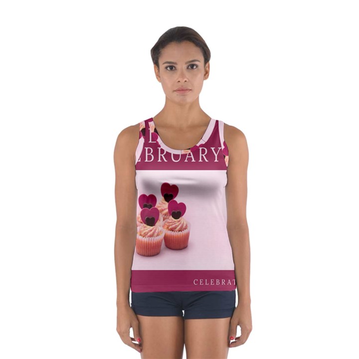 Hello february text and cupcakes Sport Tank Top 