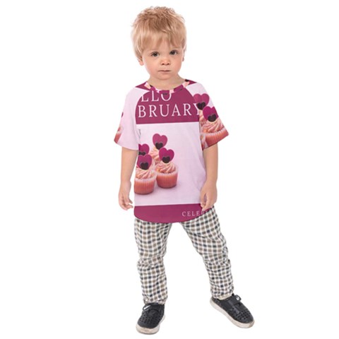 Hello February Text And Cupcakes Kids  Raglan Tee by artworkshop