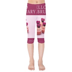 Hello February Text And Cupcakes Kids  Capri Leggings  by artworkshop