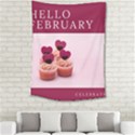 Hello february text and cupcakes Medium Tapestry View2