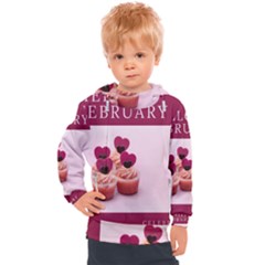 Hello February Text And Cupcakes Kids  Hooded Pullover