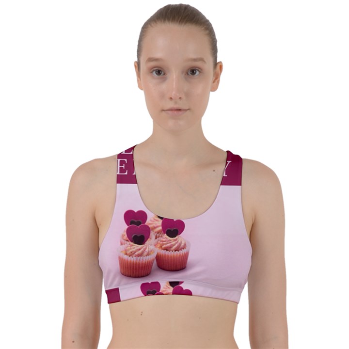 Hello february text and cupcakes Back Weave Sports Bra