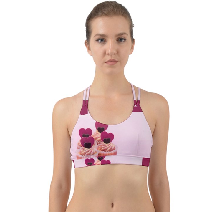 Hello february text and cupcakes Back Web Sports Bra