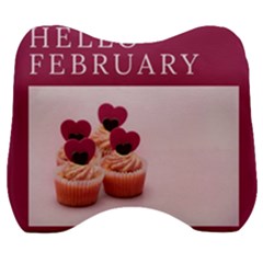 Hello February Text And Cupcakes Velour Head Support Cushion by artworkshop