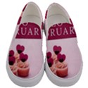 Hello february text and cupcakes Men s Canvas Slip Ons View1