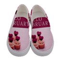 Hello february text and cupcakes Women s Canvas Slip Ons View1