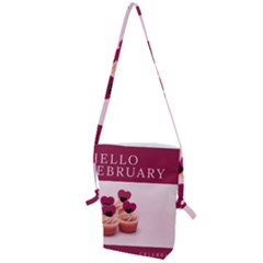 Hello February Text And Cupcakes Folding Shoulder Bag by artworkshop