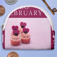 Hello February Text And Cupcakes Horseshoe Style Canvas Pouch by artworkshop