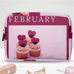 Hello February Text And Cupcakes Make Up Pouch (medium) by artworkshop