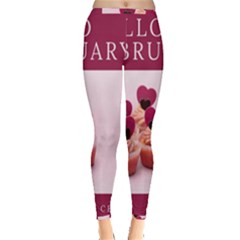 Hello February Text And Cupcakes Inside Out Leggings by artworkshop