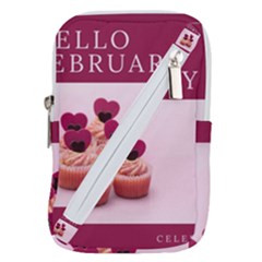 Hello February Text And Cupcakes Belt Pouch Bag (small) by artworkshop