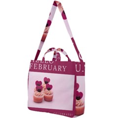 Hello February Text And Cupcakes Square Shoulder Tote Bag by artworkshop