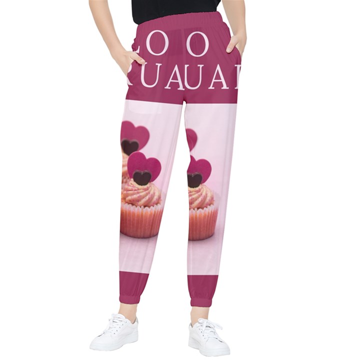 Hello february text and cupcakes Tapered Pants