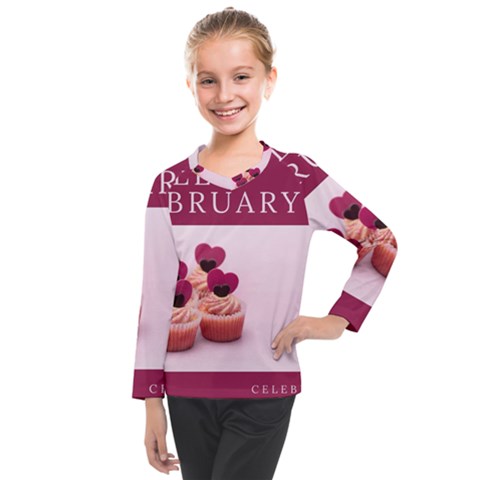 Hello February Text And Cupcakes Kids  Long Mesh Tee by artworkshop