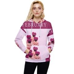 Hello February Text And Cupcakes Women s Lightweight Drawstring Hoodie by artworkshop