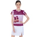 Hello february text and cupcakes Women s Sports Top View1