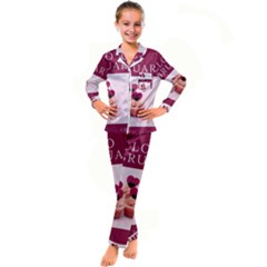 Hello February Text And Cupcakes Kid s Satin Long Sleeve Pajamas Set by artworkshop