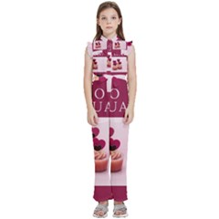 Hello February Text And Cupcakes Kids  Sleeveless Ruffle Edge Band Collar Chiffon One Piece by artworkshop