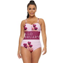 Hello February Text And Cupcakes Retro Full Coverage Swimsuit by artworkshop