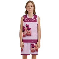 Hello February Text And Cupcakes Kids  Basketball Mesh Set by artworkshop