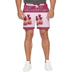 Hello February Text And Cupcakes Men s Runner Shorts by artworkshop