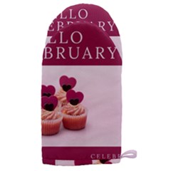 Hello February Text And Cupcakes Microwave Oven Glove by artworkshop