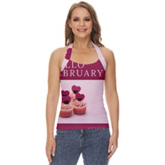 Hello February Text And Cupcakes Basic Halter Top by artworkshop