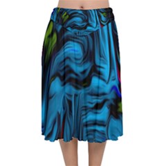 Texture Background Velvet Flared Midi Skirt