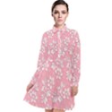 Texture With White Flowers Long Sleeve Chiffon Shirt Dress View1