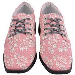 Texture With White Flowers Women Heeled Oxford Shoes by artworkshop