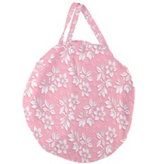 Texture With White Flowers Giant Round Zipper Tote by artworkshop