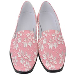 Texture With White Flowers Women s Classic Loafer Heels by artworkshop