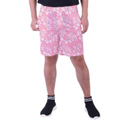 Texture With White Flowers Men s Pocket Shorts by artworkshop