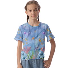 Great Barrier Reef  Kids  Cuff Sleeve Scrunch Bottom Tee