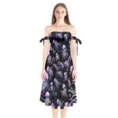 Jellyfish Swarm Shoulder Tie Bardot Midi Dress by PollyParadiseBoutique7