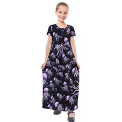 Jellyfish Swarm Kids  Short Sleeve Maxi Dress by PollyParadiseBoutique7