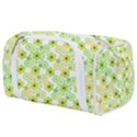 Bitesize Flowers Pearls And Donuts Yellow Green Check White Toiletries Pouch View1