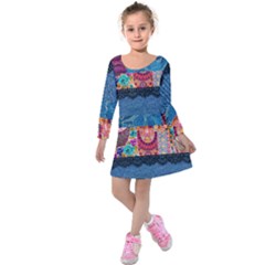 Gypsy Rose  Kids  Long Sleeve Velvet Dress by PollyParadiseBoutique7