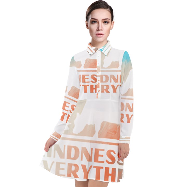 Vegan Animal Lover T- Shirt Kindness Is Everything Vegan Animal Lover T- Shirt Long Sleeve Chiffon Shirt Dress