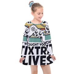 Video Gamer T- Shirt Exercise I Thought You Said Extra Lives - Gamer T- Shirt Kids  Long Sleeve Dress by maxcute