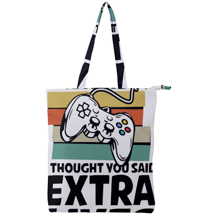 Video Gamer T- Shirt Exercise I Thought You Said Extra Lives - Gamer T- Shirt Double Zip Up Tote Bag