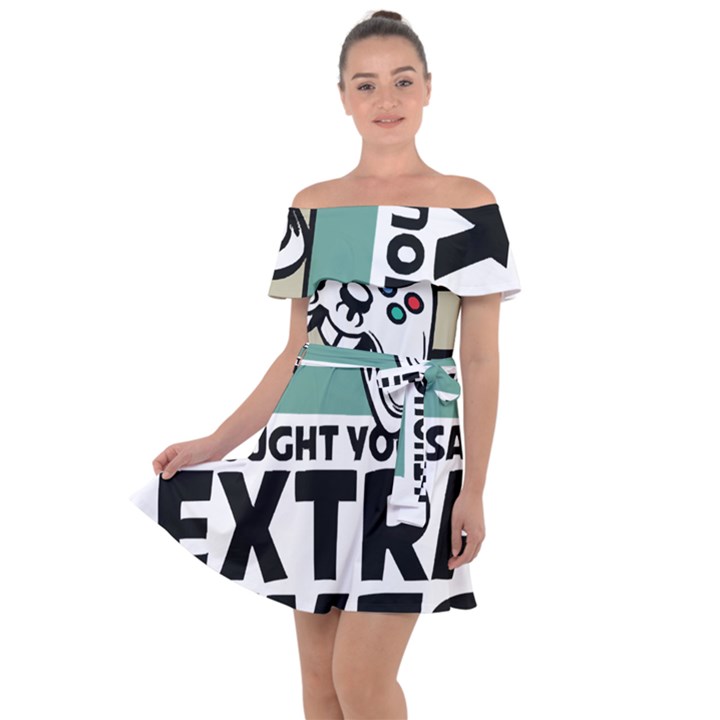 Video Gamer T- Shirt Exercise I Thought You Said Extra Lives - Gamer T- Shirt Off Shoulder Velour Dress