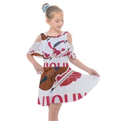 Violin T- Shirt Cool Girls Play Violin T- Shirt Kids  Shoulder Cutout Chiffon Dress by maxcute