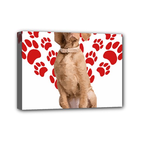 Vizsla Gifts T- Shirt Cool Vizsla Valentine Heart Paw Vizsla Dog Lover Valentine Costume T- Shirt Mini Canvas 7  X 5  (stretched) by maxcute