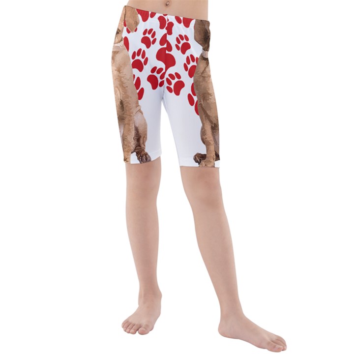 Vizsla Gifts T- Shirt Cool Vizsla Valentine Heart Paw Vizsla Dog Lover Valentine Costume T- Shirt Kids  Mid Length Swim Shorts