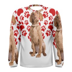 Vizsla Gifts T- Shirt Cool Vizsla Valentine Heart Paw Vizsla Dog Lover Valentine Costume T- Shirt Men s Long Sleeve Tee by maxcute