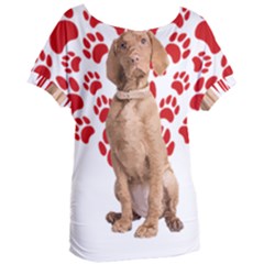 Vizsla Gifts T- Shirt Cool Vizsla Valentine Heart Paw Vizsla Dog Lover Valentine Costume T- Shirt Women s Oversized Tee by maxcute