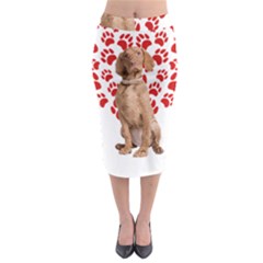 Vizsla Gifts T- Shirt Cool Vizsla Valentine Heart Paw Vizsla Dog Lover Valentine Costume T- Shirt Midi Pencil Skirt by maxcute