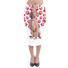 Vizsla Gifts T- Shirt Cool Vizsla Valentine Heart Paw Vizsla Dog Lover Valentine Costume T- Shirt Velvet Midi Pencil Skirt by maxcute